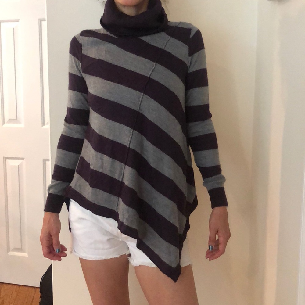 Purple and gray turtle neck
